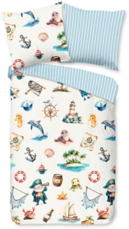 good morning Kinderbettwäsche Capi, Renforcé, 2 teilig, Baumwolle, Renforcé, Wendeoptik, Kind, Baby, Maritim, Meer
