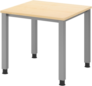bümö manuell höhenverstellbarer Schreibtisch 80x80 cm in Ahorn - PC Tisch höhenverstellbar & klein, höhenverstellbarer Tisch Büro, kleiner Computertisch verstellbar, Q-Serie, QS-08-3