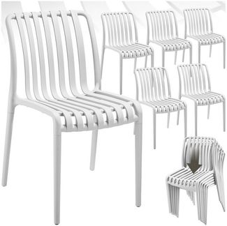 tectake Gartenstuhl Balkonstuhl, stapelbar, 47 x 58 x 80,5 cm, Belastbarkeit 110 kg (Terrassenstuhl Alcudia für Außen in Creme, 6 St), wetterfest und UV-beständig, pflegeleicht, rutschfeste Gummischoner