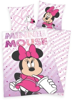 Herding Bettwäsche Disney Minnie Mouse - Wende-Bettwäsche-Set, 135x200 & 80x80, Baumwolle, 100% Baumwolle