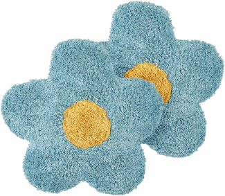 Kissen 2er Set Für Kinder Blumenmuster SORREL Baumwolle 30 x 30 cm Blau