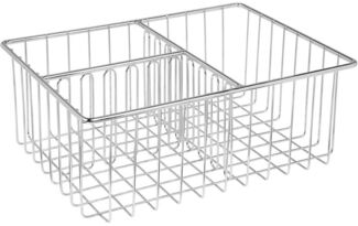 mDesign Deckelhalter Aufbewahrungskorb Metall Organizer 3 Fächer Metall Silber