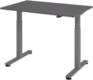 bümö elektrisch höhenverstellbarer Schreibtisch Graphit 120x80 cm, Gestell: Graphit - Büroschreibtisch höhenverstellbar elektrisch, elektrischer Bürotisch & Gaming Tisch, Stehschreibtisch, XMST-12-G-G