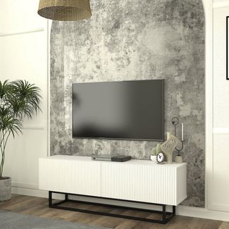 TV-Lowboard Verpsboga kurzes Gestell 135x32x47 cm Weiß [en. casa]