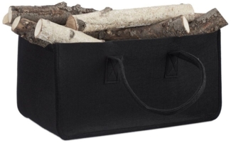 relaxdays Holztragetasche Kaminholztasche aus Filz, schwarz