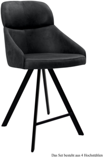 Thekenstuhl drehbar (4er-Set) Diljana 52x99x63 Schwarz/Anthrazit
