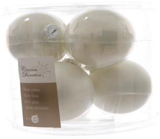 Kaemingk Weihnachtsbaumkugel Weihnachtsbaumkugeln Glas Ø 8 cm 6 Stück winterweiß emaille/matt