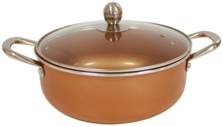 Starlyf Kochtopf Copper Pan Casserole, Aluminium, Kupfer (3 Varianten, 2-tlg, Im Set oder einzeln Ø 24 - 28 cm Topf mit Glasdeckel), Kupfer Keramik Topf mit Anthaftbeschichtung, backofenfest, Induktion