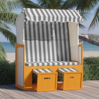 vidaXL Strandkorb mit Dach Poly Rattan & Massivholz Weiß & Grau 318654