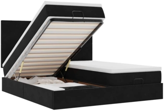 vidaXL Ottoman-Bett mit Matratzen & LEDs Schwarz 200x200 cm Samt 3314611