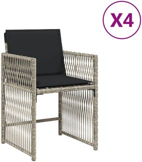 vidaXL Gartenstühle mit Kissen 4 Stk. Hellgrau Poly Rattan 365039