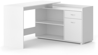 Eckschreibtisch Noira Weiß 135 x 77 cm mit Schublade Vicco