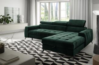 Ecksofa Schlafsofa Sofa AGNESA XS Stoff Salvador Dunkelgrün Ottomane Rechts