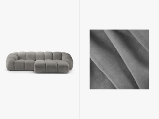 Micadoni Ecksofa Diana 3-Sitzer Rechts Samtstoff Grau