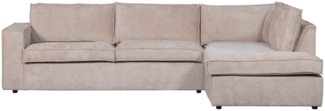 Ecksofa Hajo aus Chenille-Stoff Rechts, Sand