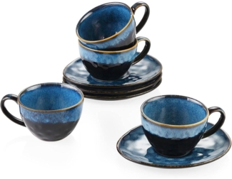 Vancasso STARRY Kaffeeservice Steingut 8-tlg für 4 Personen Vintage Blau