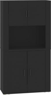 Highboard Schwarz Holzwerkstoff (Farbe: Schwarz)