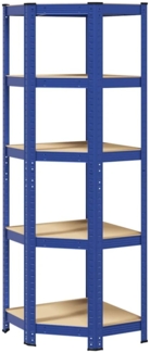 vidaXL Eckregal mit 5 Böden Blau Stahl & Holzwerkstoff 4016945