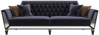 Casa Padrino Luxus Barock Wohnzimmer Sofa Lila / Schwarz / Gold 260 x 95 x H. 93 cm - Prunkvolle Wohnzimmer Möbel im Barockstil