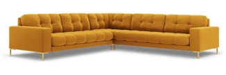 Micadoni Symmetrisches Ecksofa Mamaia 6-Sitzer Samtstoff Gelb Metall Gold