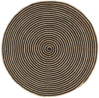 vidaXL Teppich Handgefertigt Jute mit Spiralen-Design Schwarz 150 cm 133721