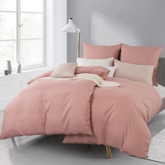 Bettwäsche 135x200 4tlg Rosa Mikrofaser Reißverschluss