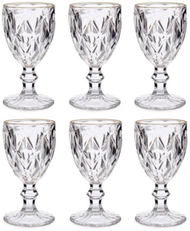 Wasserglas mit Goldrand, 254 ml, 6 Stück