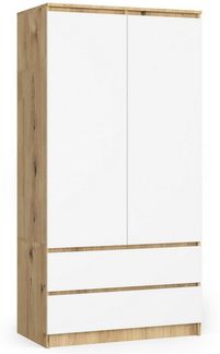 Raumhirsch Furniture Kleiderschrank Moderner Kleiderschrank - Zaubert Ordnung ins Schlafzimmer - Stauraum (viele Farbvarianten - Maße 180 - 90 - 50 cm) Eleganter Schrank mit 2 Türen, 2 Schubladen und Einlegeböden