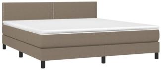 vidaXL Boxspringbett mit Matratze und LED-Beleuchtung, Stoff taupe, 160x200 cm