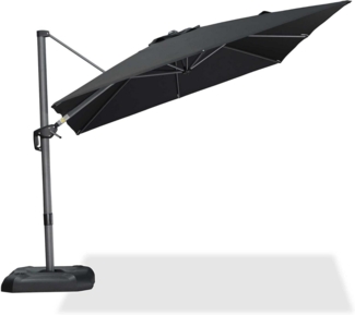 Sonnenschirm 300x300cm Aluminium Ampelschirm Kurbel Gartenschirm Schwarz