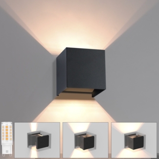 ZMH LED Wandleuchte Aussen Wandlampe: Außenwandleuchte Innen Schwarz Lampe Up Down Wand Leuchten Modern Außenlampe IP65 Wasserdicht Einstellbarer Strahl Flurlampe für Wohnzimmer Hauswand Flur