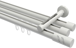 Innenlauf-Gardinenstangen-Set Siteno Zoena 180 cm, 3-läufig, 20 mm Ø Weiß