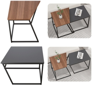 MULISOFT Beistelltisch Sofatisch Couchtisch 2er Set Wohnzimmertisch Satztisch Kaffeetisch (Beistelltisch 2er Set für Wohnzimmer und Schlafzimmer, großer Tisch(52x33x43cm),Kleiner Tisch(37x37x46cm), Tisch Wohnzimmer mit Metallgestell Beistelltisch aus MDF