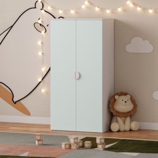 Kinderkleiderschrank Sandnes 123 x 60 x 40 cm Weiß/Mintgrün [en. casa]