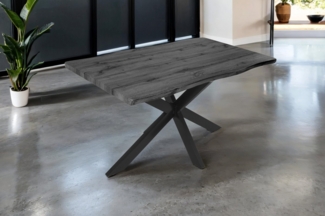 SAM® Esstisch TorbenS, verschiedene Holz-Optiken, Spider-Metallgestell, Baumkante