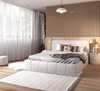 FDM Polsterbett TOPSELLER Stauraumbett MADE IN EU - aus hochwertigem Velours (verfügbar 90x200 120x200 140x200 160x200 180x200 cm, Bettrahmen, Bett, Optional mit Matratze bestellbar, mit großen gepolsterten Kopfteil, mit Bettkasten zum aufklappen), Meta...