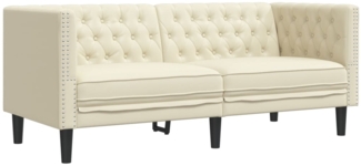 vidaXL Chesterfield-Sofa 2-Sitzer Creme Kunstleder 372660