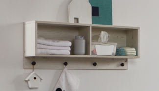 Wandregal mit 4 Kleiderhaken »Lavea«, (B/H/T): 78/32/20 cm, White Oak, Arthur Berndt