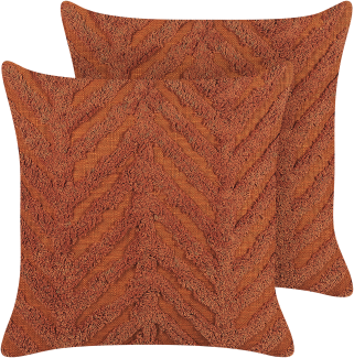 Kissen 2er Set ZickZack-Muster LEWISIA Baumwolle 45 x 45 cm Orange