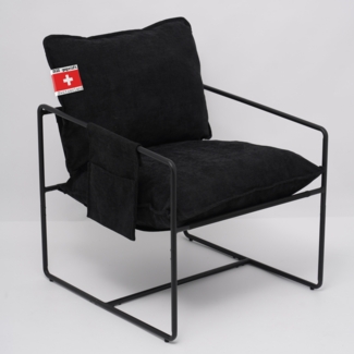 Albatros Designer Vintage Sessel Breston, hochwertiger Stoff Bezug in Schwarz, sehr bequem, Relaxsessel Loungesessel für Wohnzimmer, Schlafzimmer oder als Fernsehsessel