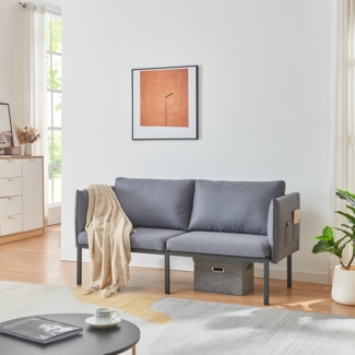 2-Sitzer-Sofa Kamar 69x158x63 cm Dunkelgrau [en. casa]
