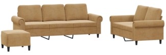 vidaXL 3-tlg. Sofagarnitur mit Kissen Braun Samt 3202267