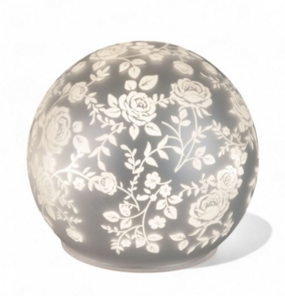 formano LED Dekolicht LED Glas-Kugel Silber Rosenmotiv 10cm batteriebetrieben mit Timer Deko, LED fest integriert
