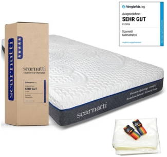 Kaltschaummatratze Scarnatti™ Gel Memory Foam Matratze - 7-Zonen, 2-in-1 Druckentlastung, scarnatti, 18 cm hoch, (Spar-Set), 18 cm, Bambus Aktivkohle Visco Kaltschaum Thermoregulation 18cm hoch