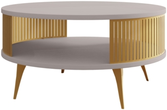 Couchtisch Rajkon Gold, Beine und Seiten aus Stahl (Farbe: Gold / Cashmere)
