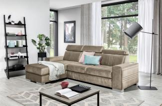 Ecksofa Schlafsofa NOLAN XS inkl. USB in Stoff Element Beige Ottomane Links