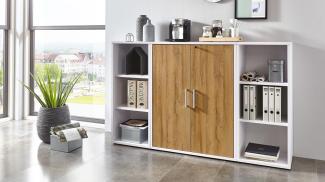 Regalwand CALVIA Regal Anrichte Sideboard weiß Alteiche abschließbar