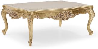 Casa Padrino Luxus Barock Couchtisch Gold / Creme / Weiß - Handgefertigter Massivholz Wohnzimmertisch im Barockstil - Luxus Wohnzimmer Möbel im Barockstil - Barock Möbel - Edel & Prunkvoll