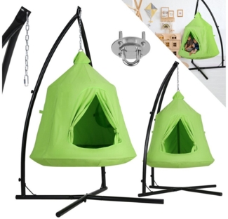 TLGREEN Hängehöhle Hängehöhle kinder mit Gestell (Hängematte int LED-Leuchten, hängezelt kinder), höhenverstellbar,Camping Hängezelt,Hänge Spielzelt