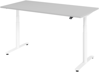 bümö elektrisch höhenverstellbarer Schreibtisch 160x80 cm mit Memory, Bluetooth & App-Steuerung - Schreibtisch höhenverstellbar elektrisch , elektrischer Schreibtisch grau, Gestell weiß, XDLR-16-5-W